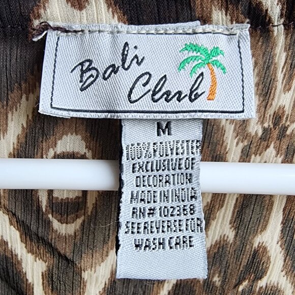 Bali Club Brown/Cream Native Tropical Print Tunic Size Medium - Picture 9 of 14